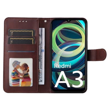 SKALO Xiaomi Redmi A3 PU-nahkainen Lompakkokotelo - Ruskea