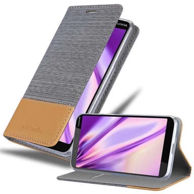 Nokia 1 PLUS Suojakuori Lompakkokotelo (harmaa)