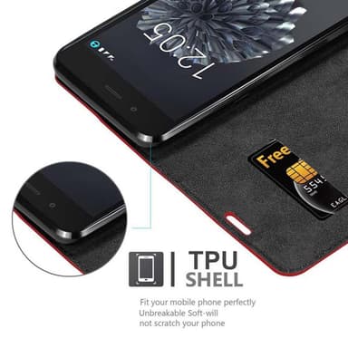 BQ Aquaris X5 PLUS Suojakuori Lompakkokotelo (Punainen)