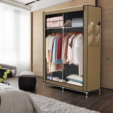 Taitettava Vaatekaappi 108x170x45 Kangaskaappi (beige)