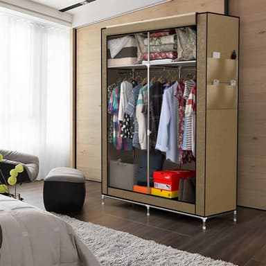 Taitettava Vaatekaappi 108x170x45 Kangaskaappi (beige)