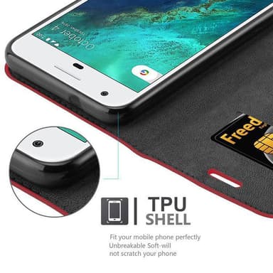 Google PIXEL Suojakuori Lompakkokotelo (Punainen)