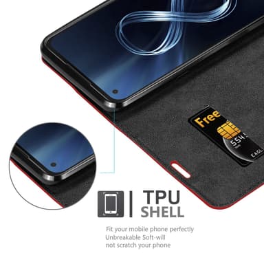 Asus ZenFone 8 Suojakuori Lompakkokotelo (Punainen)