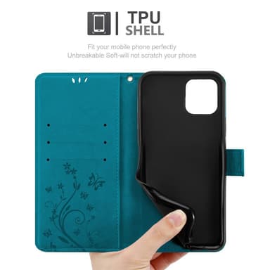 iPhone 12 MINI Suojakuori Lompakkokotelo (Sininen)