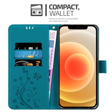iPhone 12 MINI Suojakuori Lompakkokotelo (Sininen)
