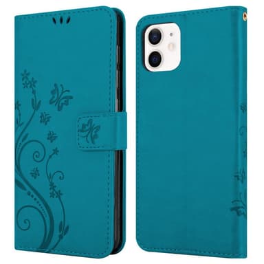 iPhone 12 MINI Suojakuori Lompakkokotelo (Sininen)