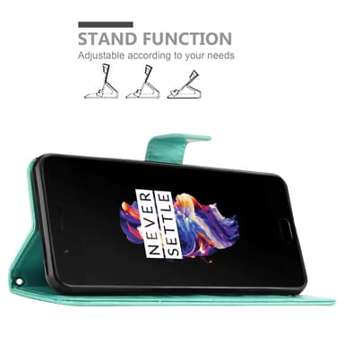OnePlus 5 Suojakuori Lompakkokotelo (Turkoosi)