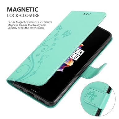 OnePlus 5 Suojakuori Lompakkokotelo (Turkoosi)