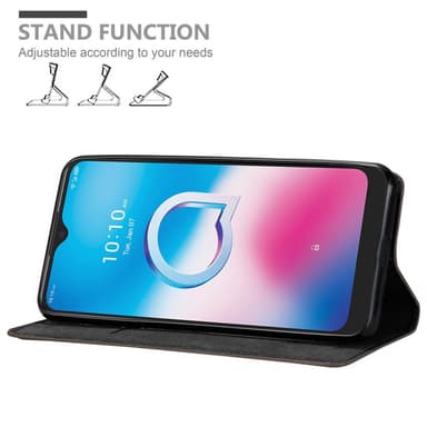 Alcatel 3L 2020 Suojakuori Lompakkokotelo (Ruskea)