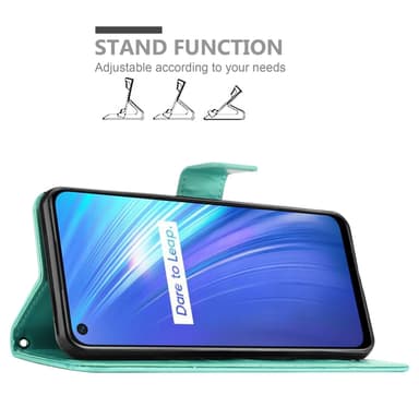 Realme 6 4G / 6s Suojakuori Lompakkokotelo (Turkoosi)