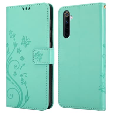 Realme 6 4G / 6s Suojakuori Lompakkokotelo (Turkoosi)