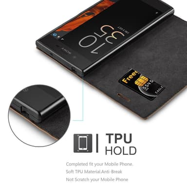 Sony Xperia XZ / XZs Suojakuori Lompakkokotelo (Ruskea)