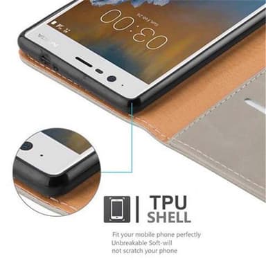 Nokia 3 2017 Suojakuori Lompakkokotelo (Ruskea)