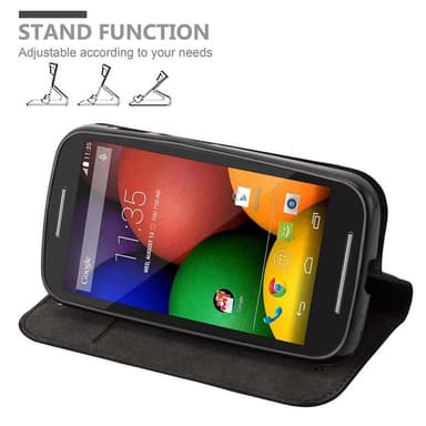Motorola MOTO E1 Suojakuori Lompakkokotelo (Musta)