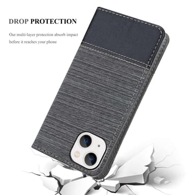 iPhone 14 Suojakuori Lompakkokotelo (harmaa)
