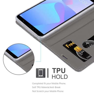Huawei Y6 PRIME Suojakuori Lompakkokotelo (harmaa)