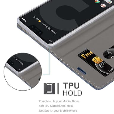 Google PIXEL 3 Suojakuori Lompakkokotelo (Sininen)