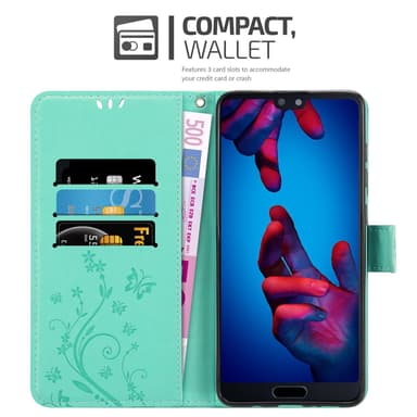 Huawei P20 Suojakuori Lompakkokotelo (Turkoosi)