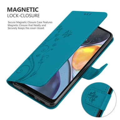 Motorola MOTO G22 Suojakuori Lompakkokotelo (Sininen)