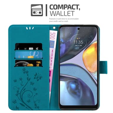Motorola MOTO G22 Suojakuori Lompakkokotelo (Sininen)