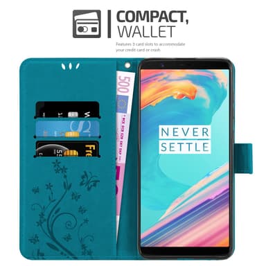 OnePlus 5T Suojakuori Lompakkokotelo (Sininen)