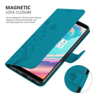 OnePlus 5T Suojakuori Lompakkokotelo (Sininen)