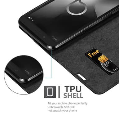 Alcatel 1C 2019 Suojakuori Lompakkokotelo (Musta)