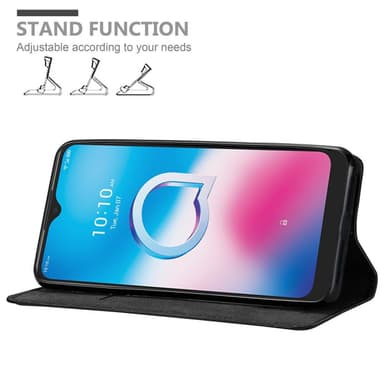 Alcatel 3L 2020 Suojakuori Lompakkokotelo (Musta)