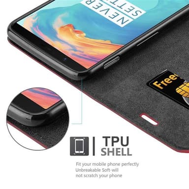 OnePlus 5T Suojakuori Lompakkokotelo (Punainen)