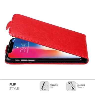 iPhone X / XS Suojakuori Lompakkokotelo (Punainen)