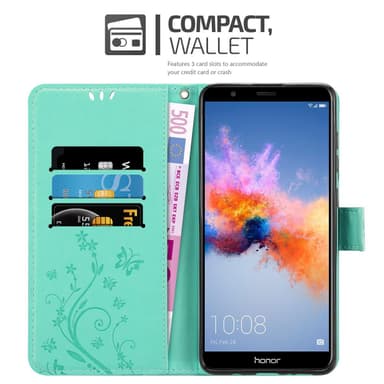 Honor 7X Suojakuori Lompakkokotelo (Turkoosi)