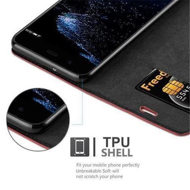 Huawei P10 Suojakuori Lompakkokotelo (Punainen)