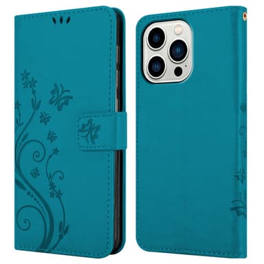 iPhone 14 PRO Suojakuori Lompakkokotelo (Sininen)