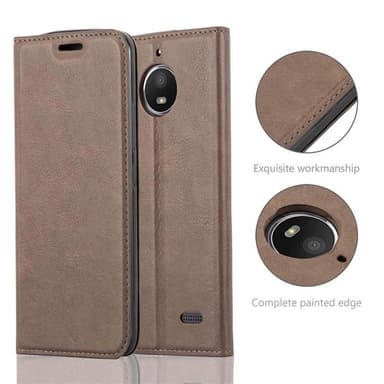 Motorola MOTO E4 Suojakuori Lompakkokotelo (Ruskea)