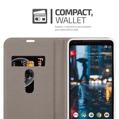Google PIXEL 2 XL Suojakuori Lompakkokotelo (harmaa)