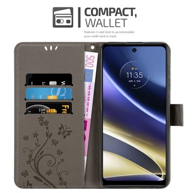 Motorola MOTO G51 5G Suojakuori Lompakkokotelo (harmaa)