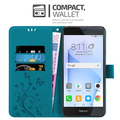 Honor 8 / 8 PREMIUM Suojakuori Lompakkokotelo (Sininen)