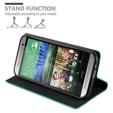 HTC ONE M8 Suojakuori Lompakkokotelo (Turkoosi)