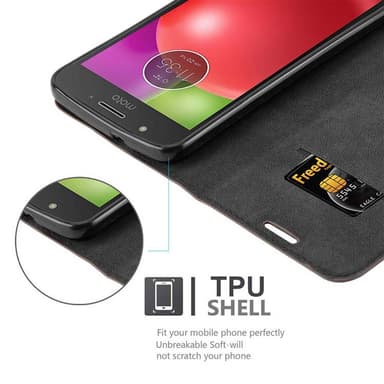 Motorola MOTO E4 Suojakuori Lompakkokotelo (Ruskea)