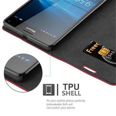 Nokia Lumia 950 XL Suojakuori Lompakkokotelo (Punainen)