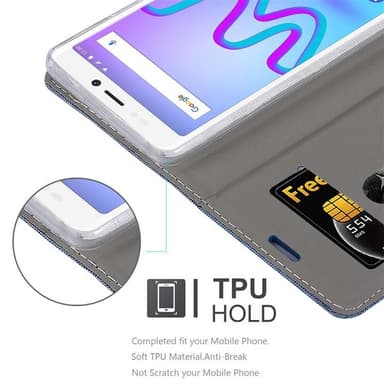 WIKO JERRY 3 Suojakuori Lompakkokotelo (Sininen)