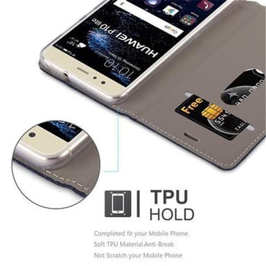 Huawei P10 LITE Suojakuori Lompakkokotelo (Sininen)