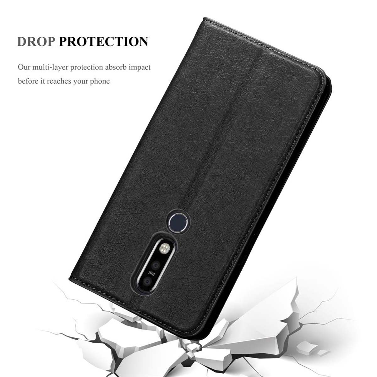 Nokia 8.1 Suojakuori Lompakkokotelo (Musta)