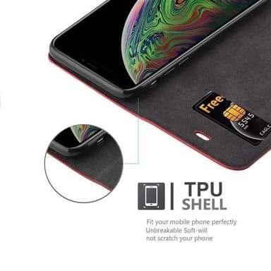 iPhone XS MAX Suojakuori Lompakkokotelo (Punainen)