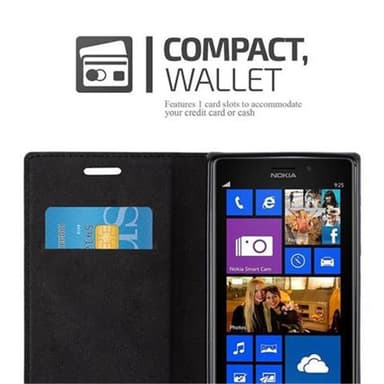 Nokia Lumia 925 Suojakuori Lompakkokotelo (Musta)
