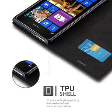 Nokia Lumia 925 Suojakuori Lompakkokotelo (Musta)