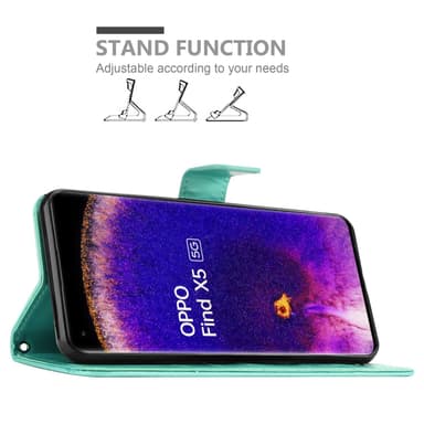 Oppo FIND X5 Suojakuori Lompakkokotelo (Turkoosi)
