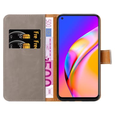 Oppo A94 5G Suojakuori Lompakkokotelo (Ruskea)
