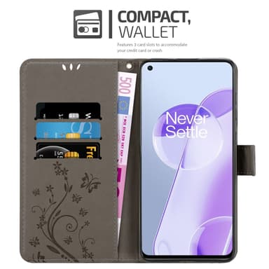 OnePlus 9RT 5G Suojakuori Lompakkokotelo (harmaa)