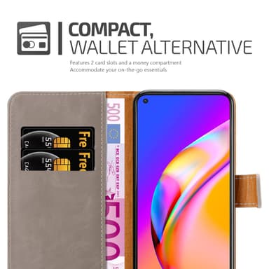 Oppo A94 5G Suojakuori Lompakkokotelo (Ruskea)